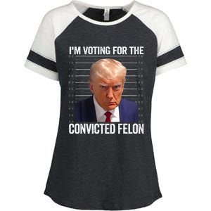 IM Voting For The Convicted Felon Funny Pro 2024 Enza Ladies Jersey Colorblock Tee