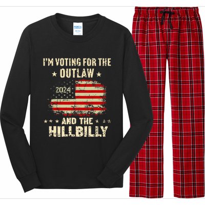 IM Voting For The Outlaw And The Hillbilly 2024 Us Flag Gift Long Sleeve Pajama Set