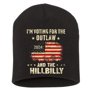 IM Voting For The Outlaw And The Hillbilly 2024 Us Flag Gift Short Acrylic Beanie