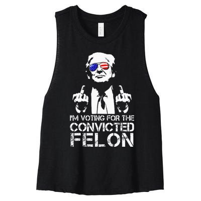 IM Voting For The Convicted Felon Funny Pro Trump 2024 Women's Racerback Cropped Tank