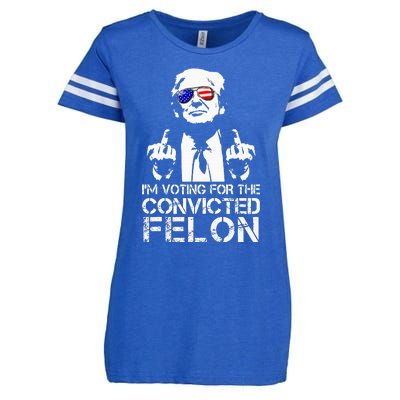 IM Voting For The Convicted Felon Funny Pro Trump 2024 Enza Ladies Jersey Football T-Shirt