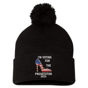 I’M Voting For The Prosecutor High Heel Stilettos Us Flag Pom Pom 12in Knit Beanie