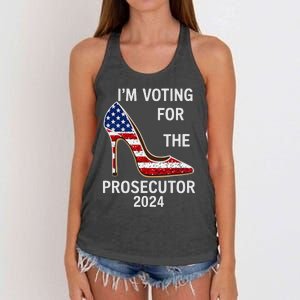 I’M Voting For The Prosecutor High Heel Stilettos Us Flag Women's Knotted Racerback Tank