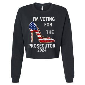 I’M Voting For The Prosecutor High Heel Stilettos Us Flag Cropped Pullover Crew