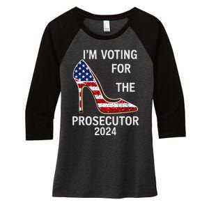 I’M Voting For The Prosecutor High Heel Stilettos Us Flag Women's Tri-Blend 3/4-Sleeve Raglan Shirt