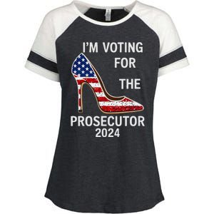 I’M Voting For The Prosecutor High Heel Stilettos Us Flag Enza Ladies Jersey Colorblock Tee