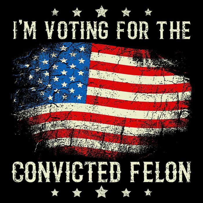 IM Voting For The Convicted Felon Funny Retro American Flag Drawstring Bag