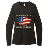 IM Voting For The Convicted Felon Funny Retro American Flag Womens CVC Long Sleeve Shirt