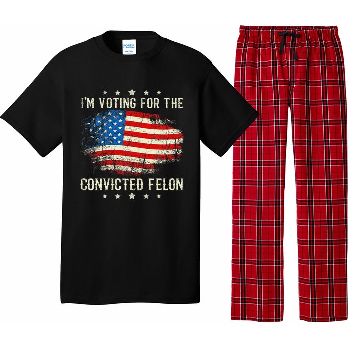 IM Voting For The Convicted Felon Funny Retro American Flag Pajama Set