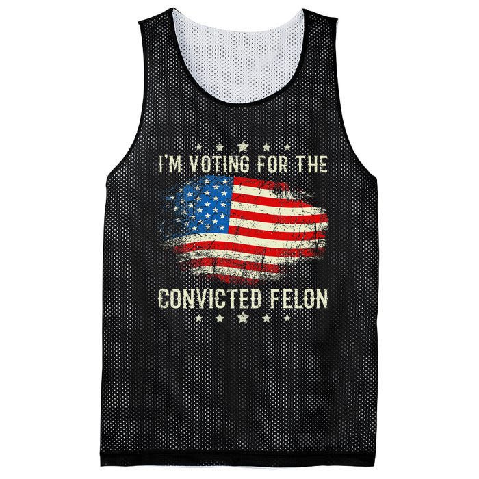 IM Voting For The Convicted Felon Funny Retro American Flag Mesh Reversible Basketball Jersey Tank