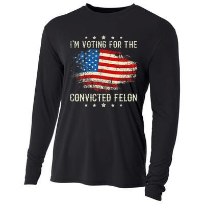 IM Voting For The Convicted Felon Funny Retro American Flag Cooling Performance Long Sleeve Crew