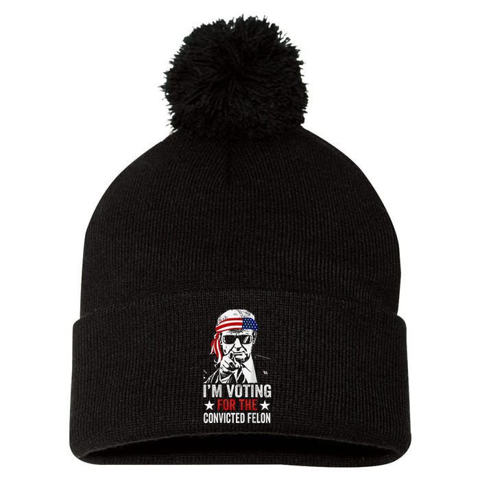 IM Voting For The Convicted Felon Pom Pom 12in Knit Beanie