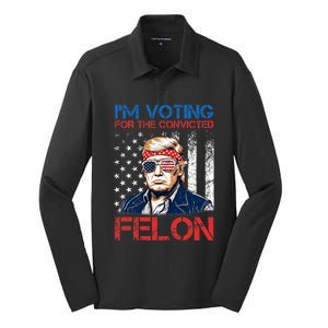 IM Voting For The Convicted Fellon 2024 Us Flag Pro Trump Silk Touch Performance Long Sleeve Polo