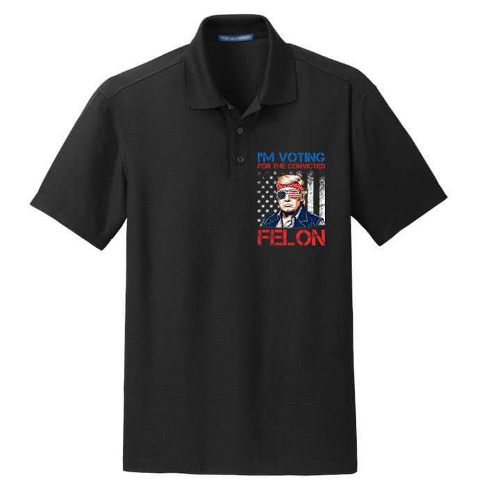 IM Voting For The Convicted Fellon 2024 Us Flag Pro Trump Dry Zone Grid Polo