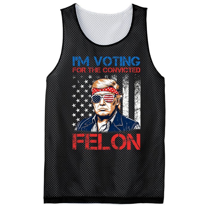 IM Voting For The Convicted Fellon 2024 Us Flag Pro Trump Mesh Reversible Basketball Jersey Tank