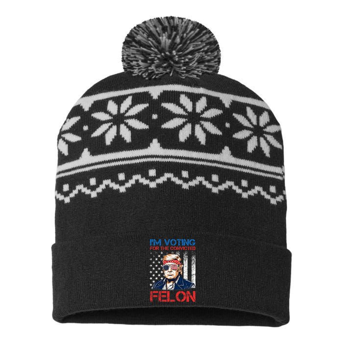 IM Voting For The Convicted Fellon 2024 Us Flag Pro Trump USA-Made Snowflake Beanie