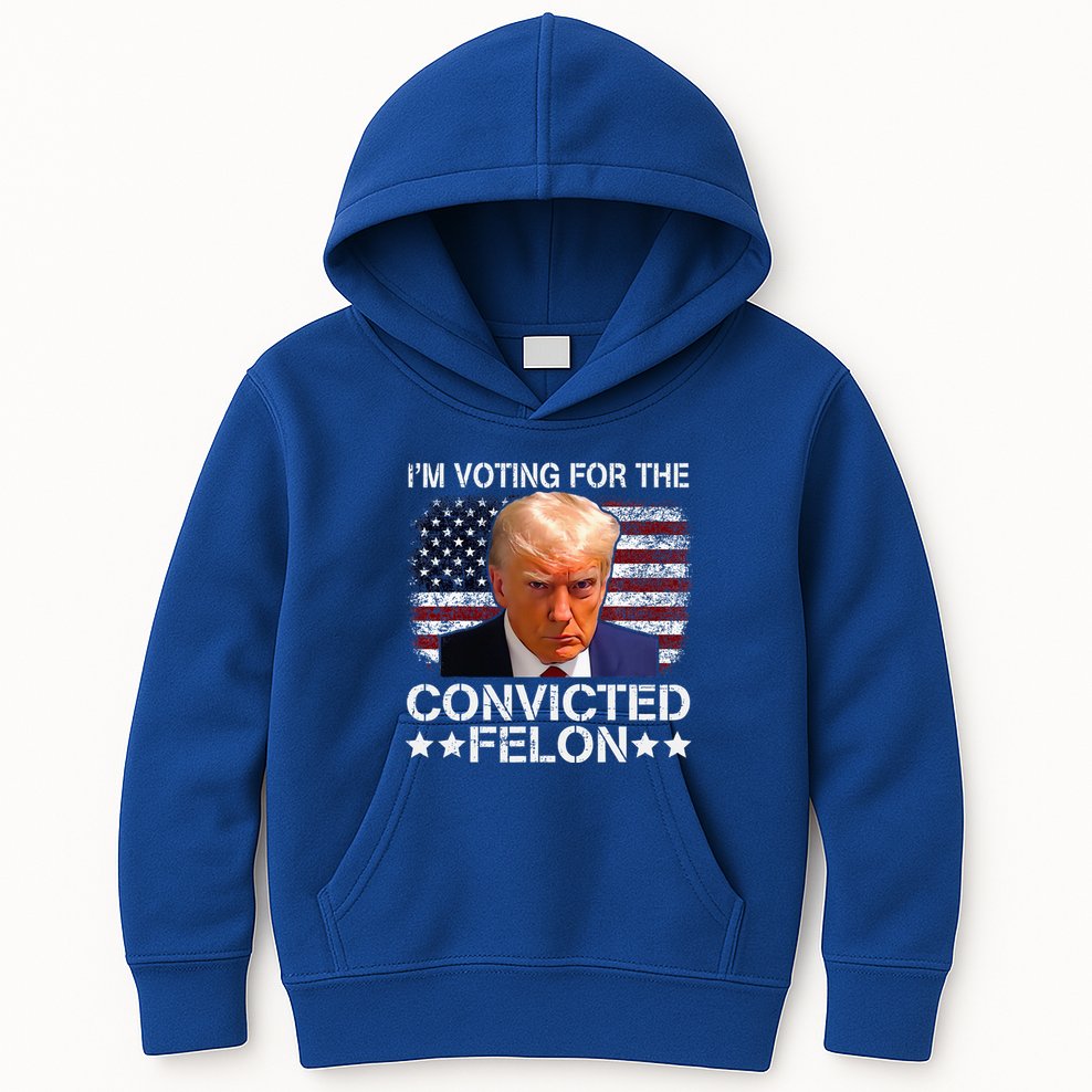 IM Voting For The Convicted Felon Trump Mugshot Pro Trump Kids Hoodie