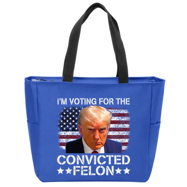 IM Voting For The Convicted Felon Trump Mugshot Pro Trump Zip Tote Bag