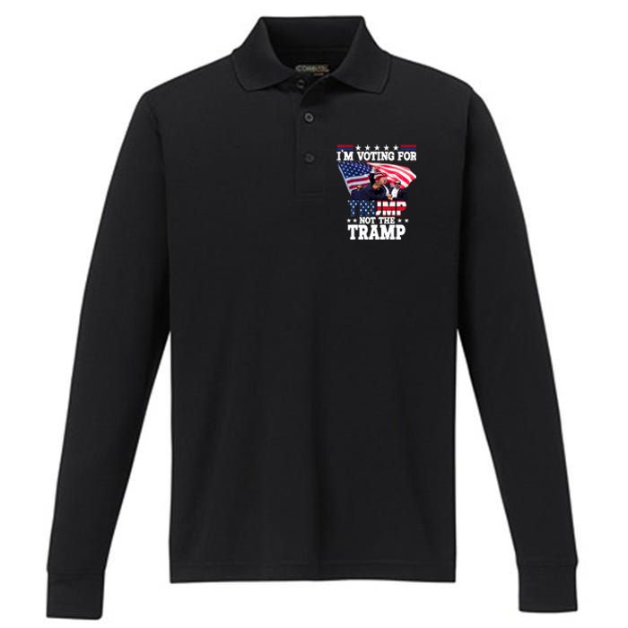 IM Voting For Trump Not The Tramp Trump Vance 2024 Performance Long Sleeve Polo