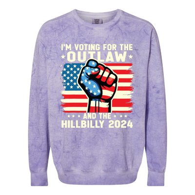 Im Voting For The Outlaw And The Hillbilly 2024 Us Flag Colorblast Crewneck Sweatshirt