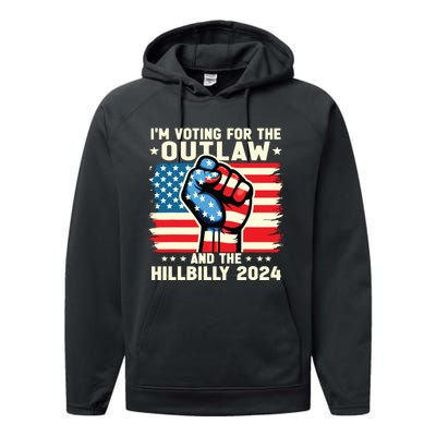 Im Voting For The Outlaw And The Hillbilly 2024 Us Flag Performance Fleece Hoodie