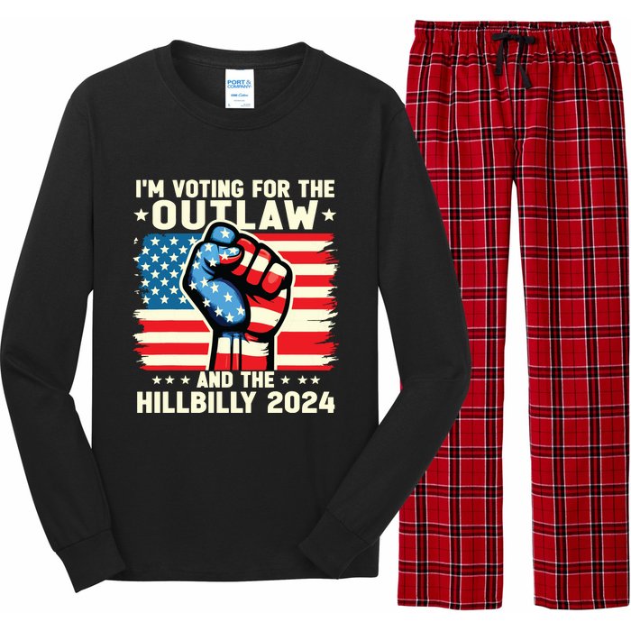 Im Voting For The Outlaw And The Hillbilly 2024 Us Flag Long Sleeve Pajama Set