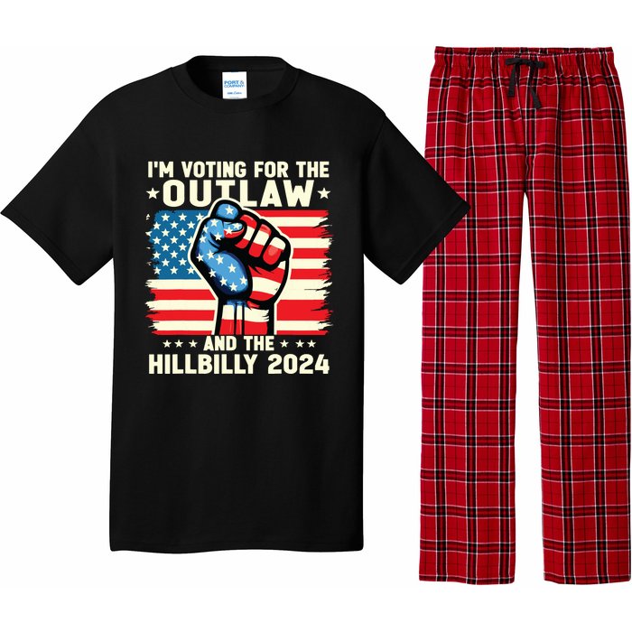 Im Voting For The Outlaw And The Hillbilly 2024 Us Flag Pajama Set