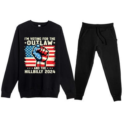 Im Voting For The Outlaw And The Hillbilly 2024 Us Flag Premium Crewneck Sweatsuit Set