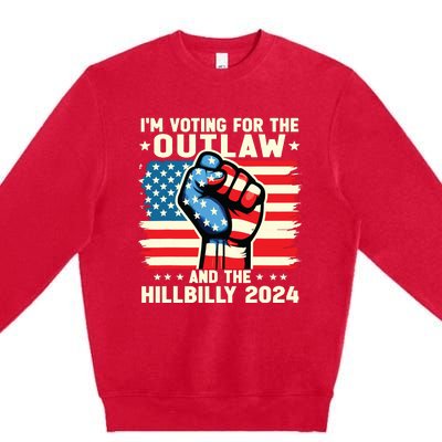 Im Voting For The Outlaw And The Hillbilly 2024 Us Flag Premium Crewneck Sweatshirt