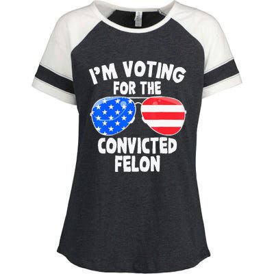 IM Voting For The Convicted Felon Funny Pro 2024 Enza Ladies Jersey Colorblock Tee