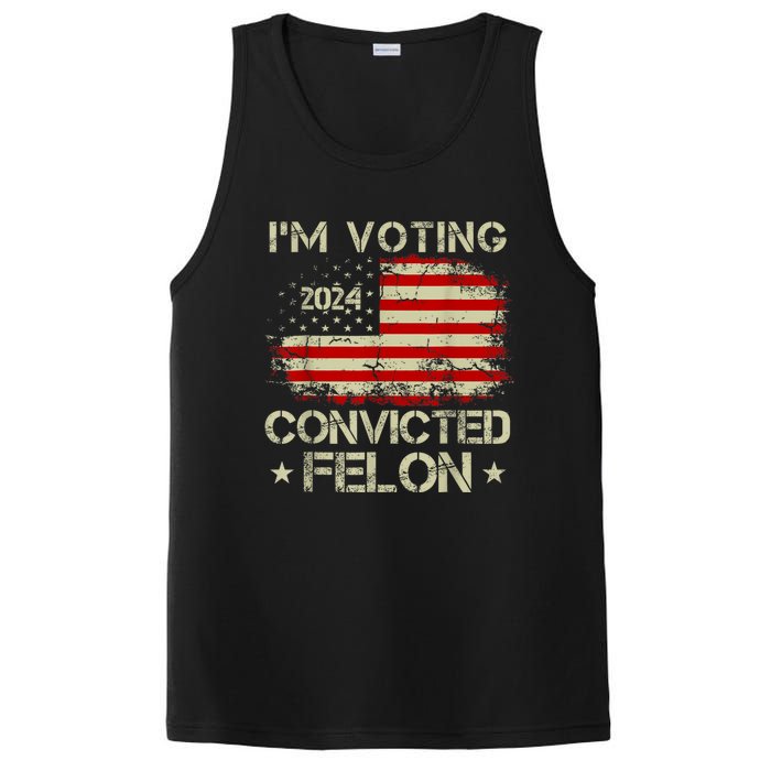 Im Voting For The Convicted Felon Funny Retro American Flag PosiCharge Competitor Tank