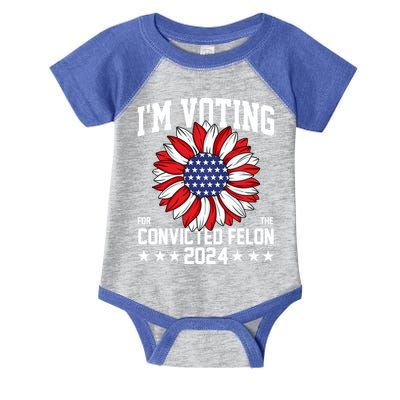 Im Voting For The Convicted Felon 4th Of July Pro Trump Infant Baby Jersey Bodysuit
