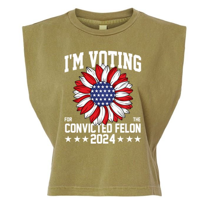 Im Voting For The Convicted Felon 4th Of July Pro Trump Garment-Dyed Women's Muscle Tee