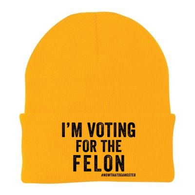 IM Voting For The Felon Trump 2024 Never Surrender 2024 America Under Distress Knit Cap Winter Beanie