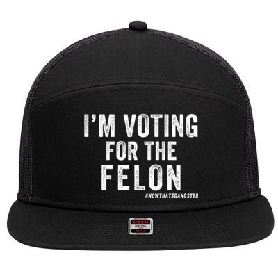 IM Voting For The Felon Trump 2024 Never Surrender 2024 America Under Distress 7 Panel Mesh Trucker Snapback Hat