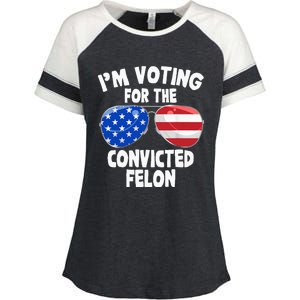 IM Voting For The Convicted Felon Funny Pro 2024 Enza Ladies Jersey Colorblock Tee