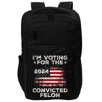 Im Voting For The Convicted Felon Funny Retro American Flag Impact Tech Backpack