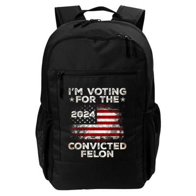 Im Voting For The Convicted Felon Funny Retro American Flag Daily Commute Backpack
