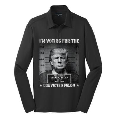 IM Voting For The Convicted Felon Funny Trump 2024 Silk Touch Performance Long Sleeve Polo