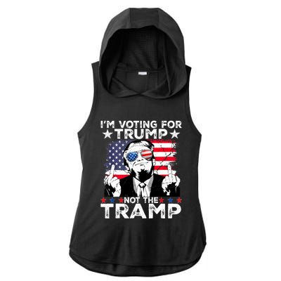 IM Voting For Trump Not The Tramp Trump Vance 2024 America Flag Ladies PosiCharge Tri-Blend Wicking Draft Hoodie Tank