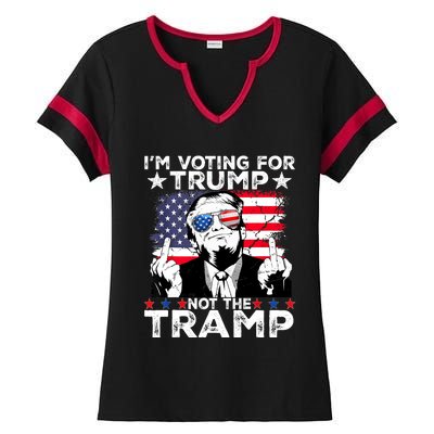 IM Voting For Trump Not The Tramp Trump Vance 2024 America Flag Ladies Halftime Notch Neck Tee