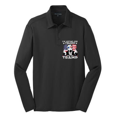 IM Voting For Trump Not The Tramp Trump Vance 2024 America Flag Silk Touch Performance Long Sleeve Polo