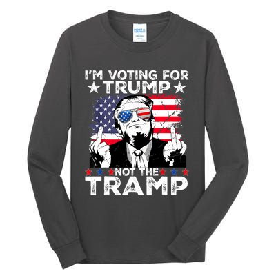 IM Voting For Trump Not The Tramp Trump Vance 2024 America Flag Tall Long Sleeve T-Shirt