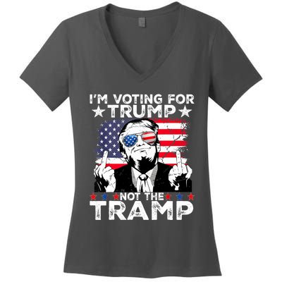 IM Voting For Trump Not The Tramp Trump Vance 2024 America Flag Women's V-Neck T-Shirt