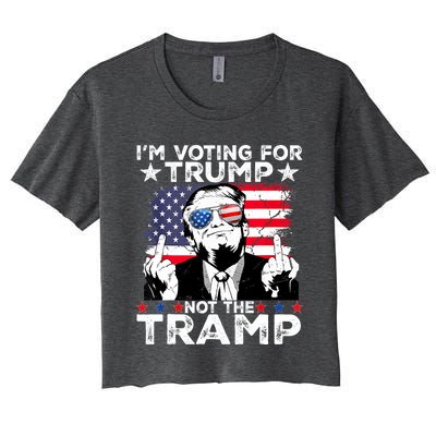 IM Voting For Trump Not The Tramp Trump Vance 2024 America Flag Women's Crop Top Tee