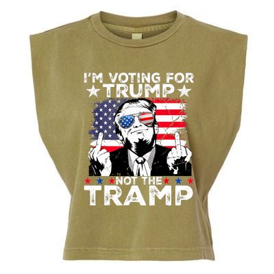 IM Voting For Trump Not The Tramp Trump Vance 2024 America Flag Garment-Dyed Women's Muscle Tee