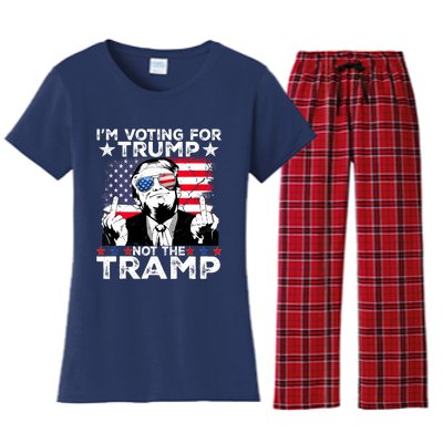 IM Voting For Trump Not The Tramp Trump Vance 2024 America Flag Women's Flannel Pajama Set