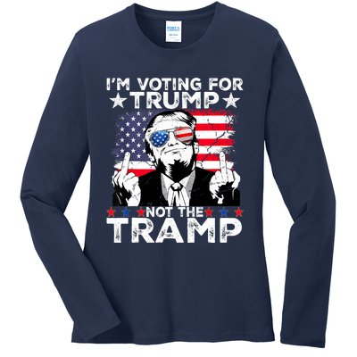 IM Voting For Trump Not The Tramp Trump Vance 2024 America Flag Ladies Long Sleeve Shirt