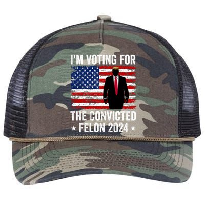 i am Voting For The Convicted Felon 2024 Retro Rope Trucker Hat Cap