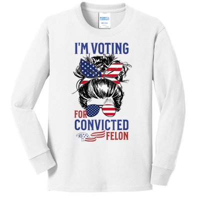 IM Voting For A Felon In 2024 Us Flag Convicted Felon Kids Long Sleeve Shirt